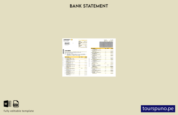 Plantilla de páginas de extracto bancario de la Commonwealth de Australia lista 